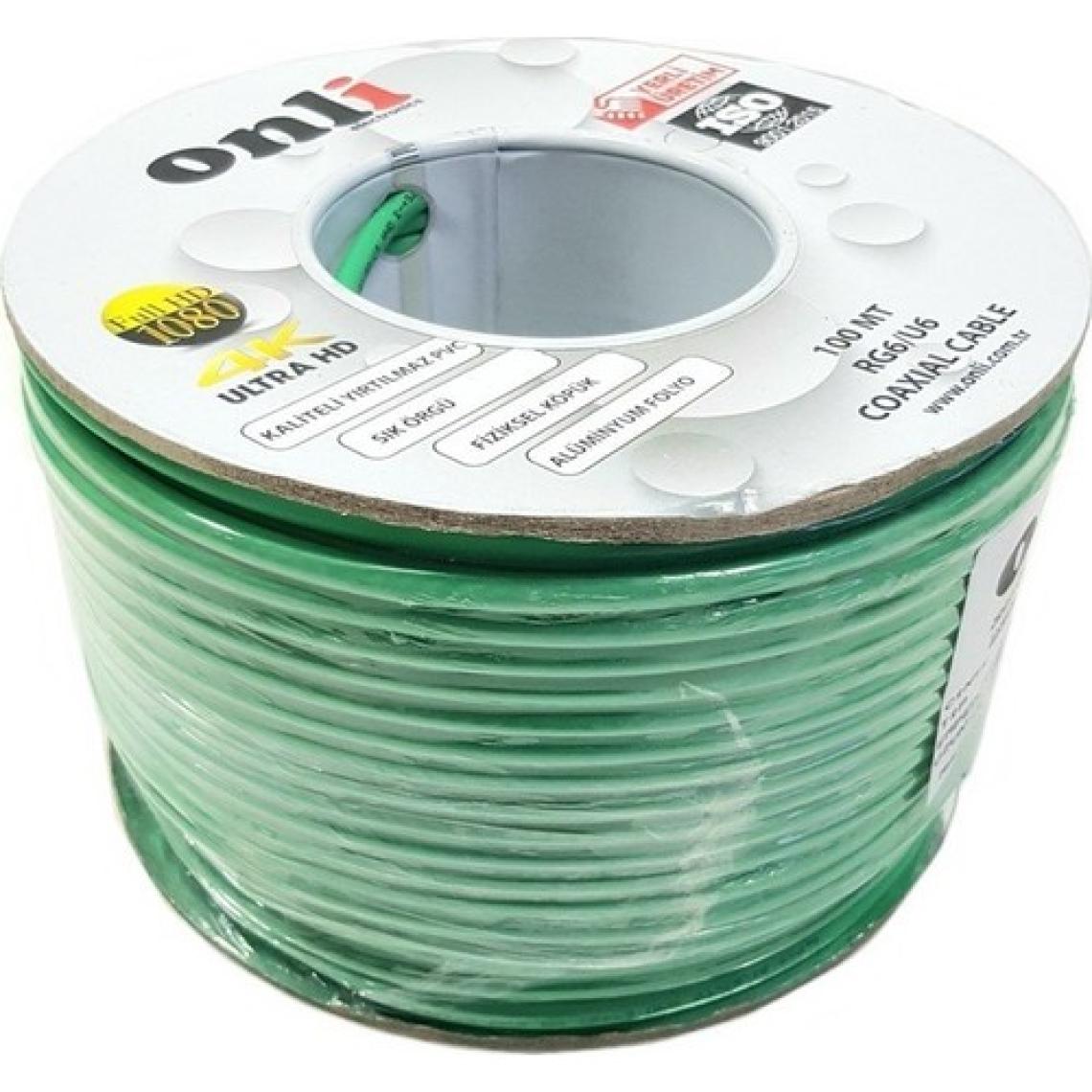 Antenci Onli RG6U6 Yeşil Anten Kablosu 80TEL 100 mt