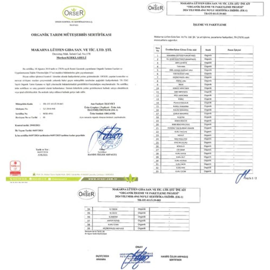 Makarna Lütfen Organik Buğday Unu (+8 ay-250 gram)