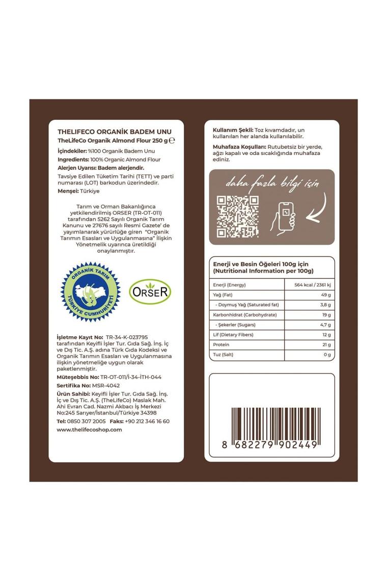 Organik Badem Unu 250 g (GLUTENSİZ, VEGAN)