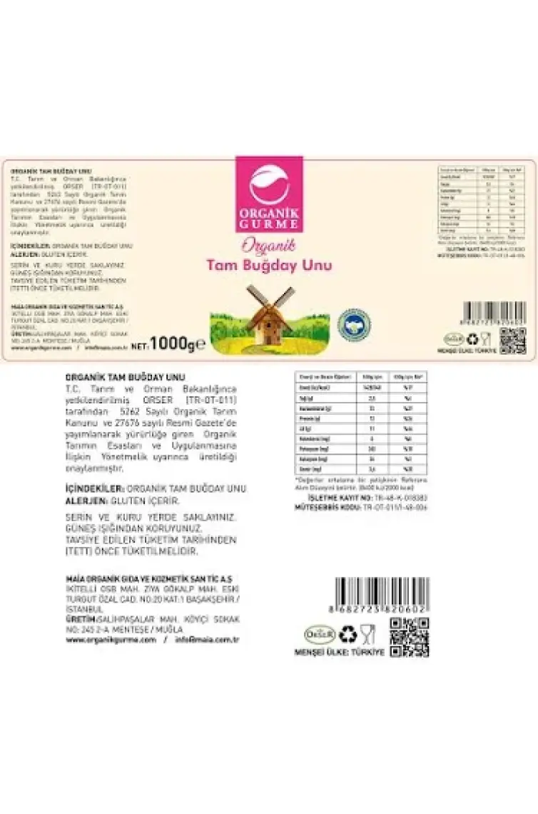 Organik Gurme Tam Buğday Unu - 1 kg