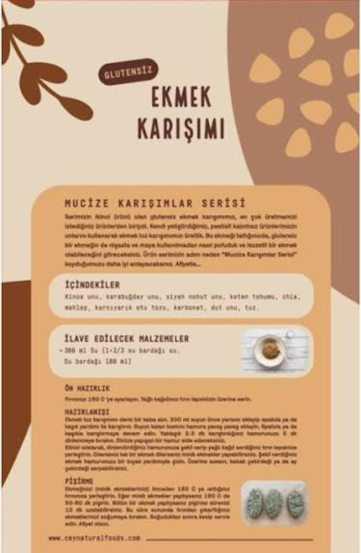 Cey Natural Glutensiz Ekmek Karışımı 300 gr
