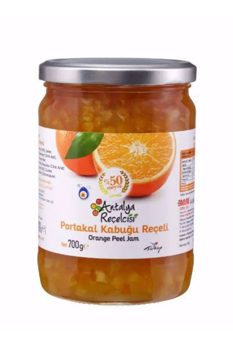 Antalya Reçelcisi Portakal Kabuğu Reçeli %50 Meyve Klasik Seri 700 Gr