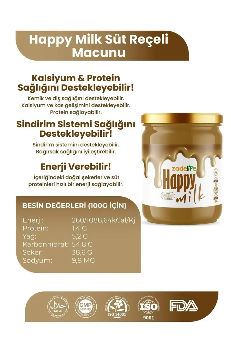Zadelife Happy Milk Süt Reçeli 240 gr