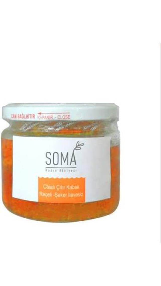 Soma Kadın Atölyesi Çıtır Kabak Reçeli Chialı Şeker Ilavesiz Katkısız Ev Yapımı 300 gr