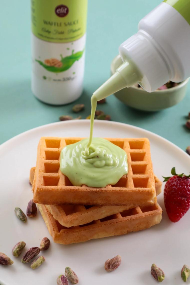 Elit Çikolata Antep Fıstıklı Sos 330 gr Glutensiz Waffle Krep Pankek Tatlı Dondurma Pasta Kahve Sosu