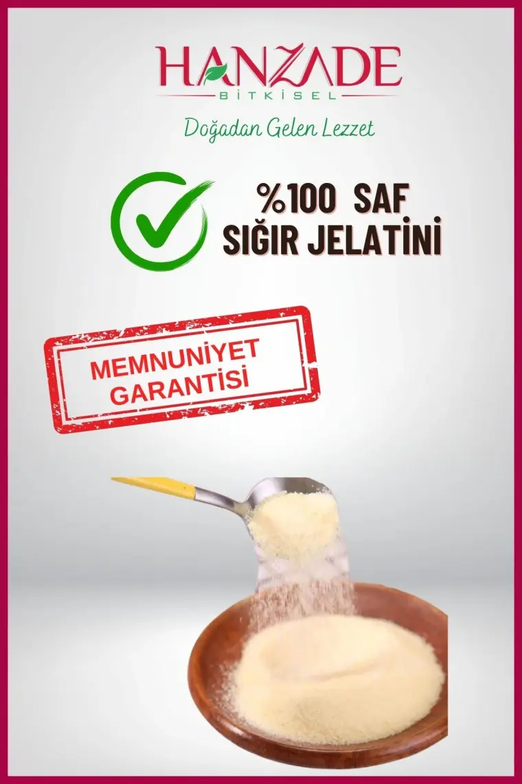 Hanzade Bitkisel Toz Jelatin 100 gr %100 Saf Sığır Jelatini 240 Bloom