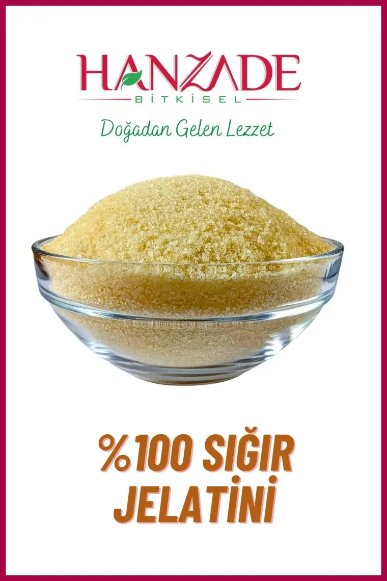 Hanzade Bitkisel Toz Jelatin 100 gr %100 Saf Sığır Jelatini 240 Bloom