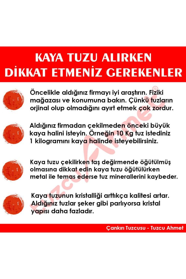 Çankırı Tuzcusu Taş Değirmende Öğütülmüş Kristal Kaya Tuzu 1 kg 3'lü