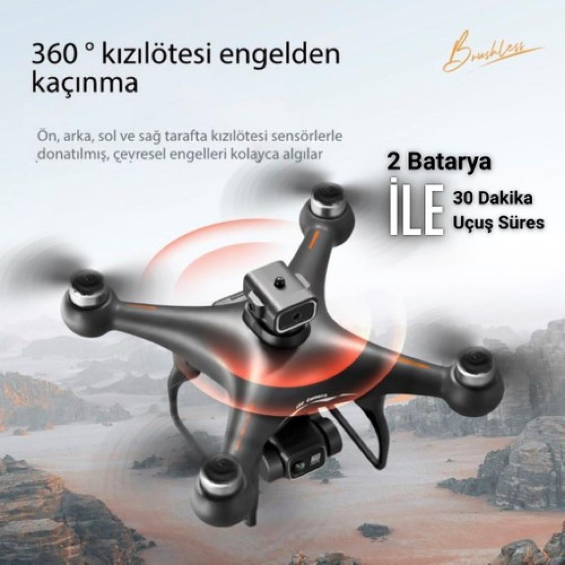 Piha S116 Max Drone Fırçasız Motor 2 Batarya ile 30 Dakika Uçuş 1080P Hd Çift Kamera Engelden Kaçınma Modu