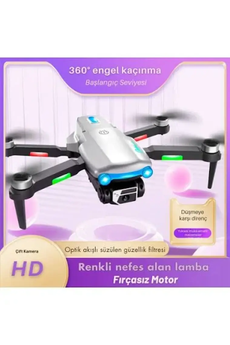 Piha S98 Drone Fırçasız Motor 2 Batarya ile 30 Dakika Uçuş Süresi Wifi 1080P Hd Çift Kameralı Işıklı Taşıma Çantalı