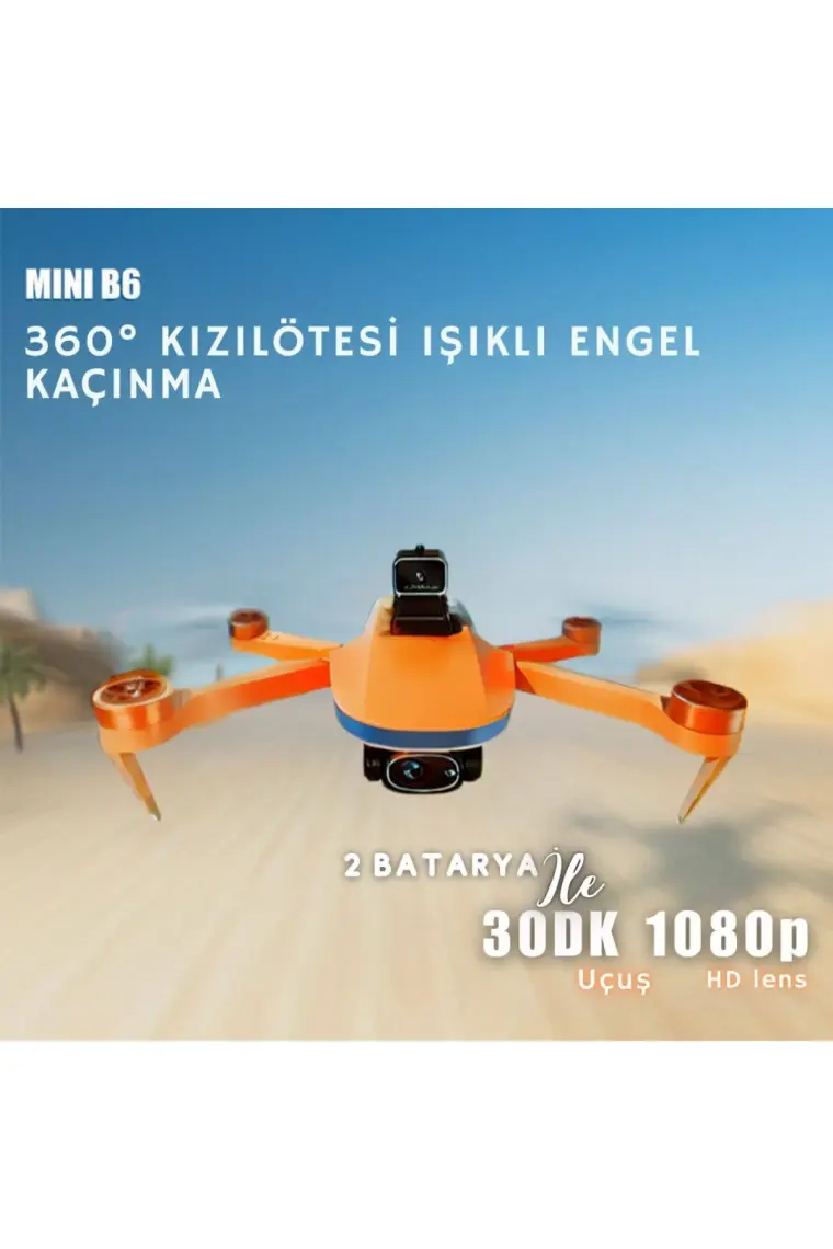 Piha B6 MiniDrone 2Batarya ile 30Dakika Uçuş Beni Takip Et Gps 1080p Hd Çift Kamera Engelden Kaçınma