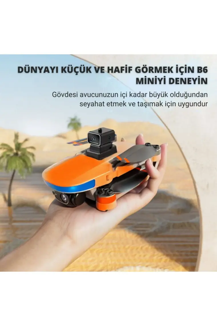 Piha B6 MiniDrone 2Batarya ile 30Dakika Uçuş Beni Takip Et Gps 1080p Hd Çift Kamera Engelden Kaçınma
