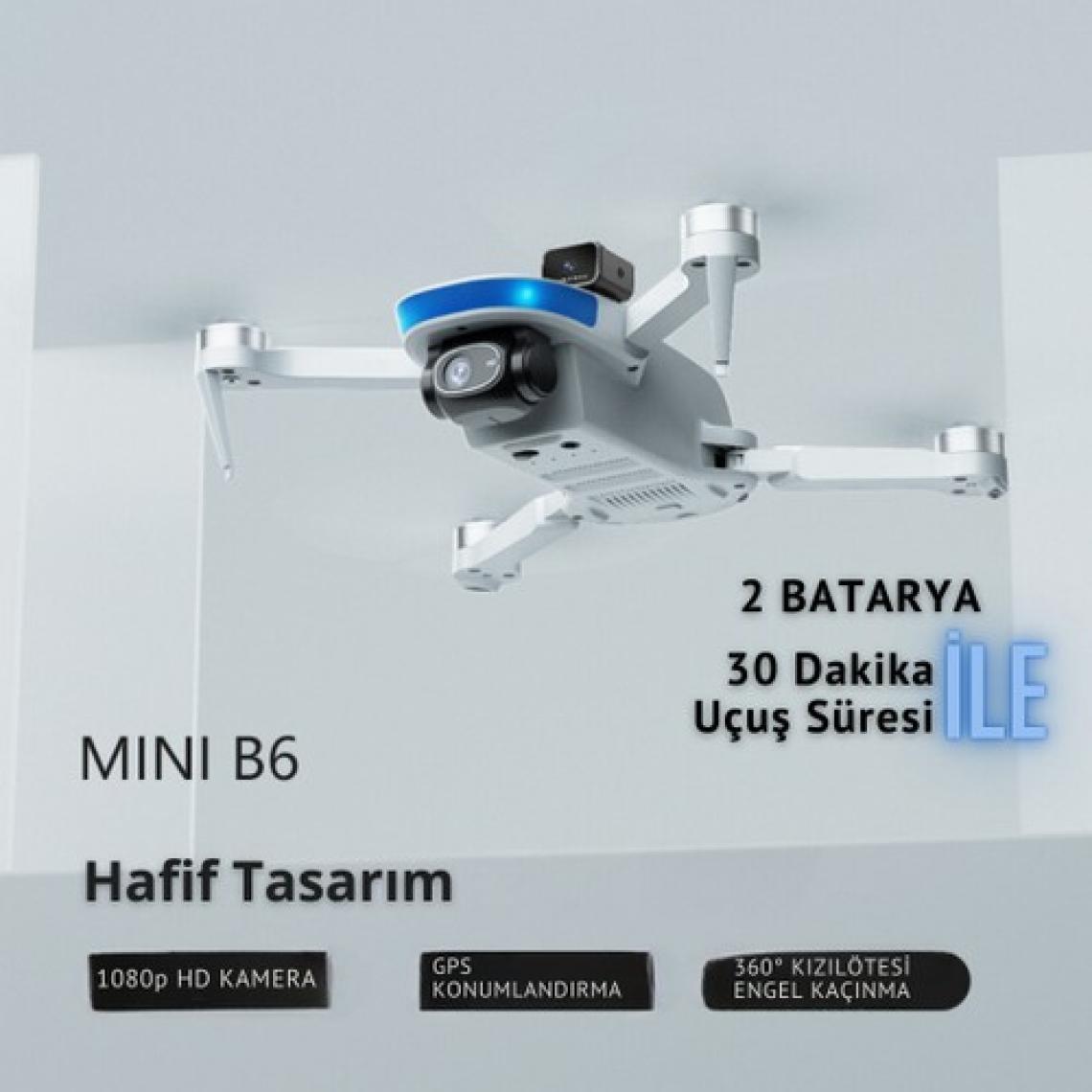 Piha B6 MiniDrone 2Batarya ile 30Dakika Uçuş Beni Takip Et Gps 1080p Hd Çift Kamera Engelden Kaçınma
