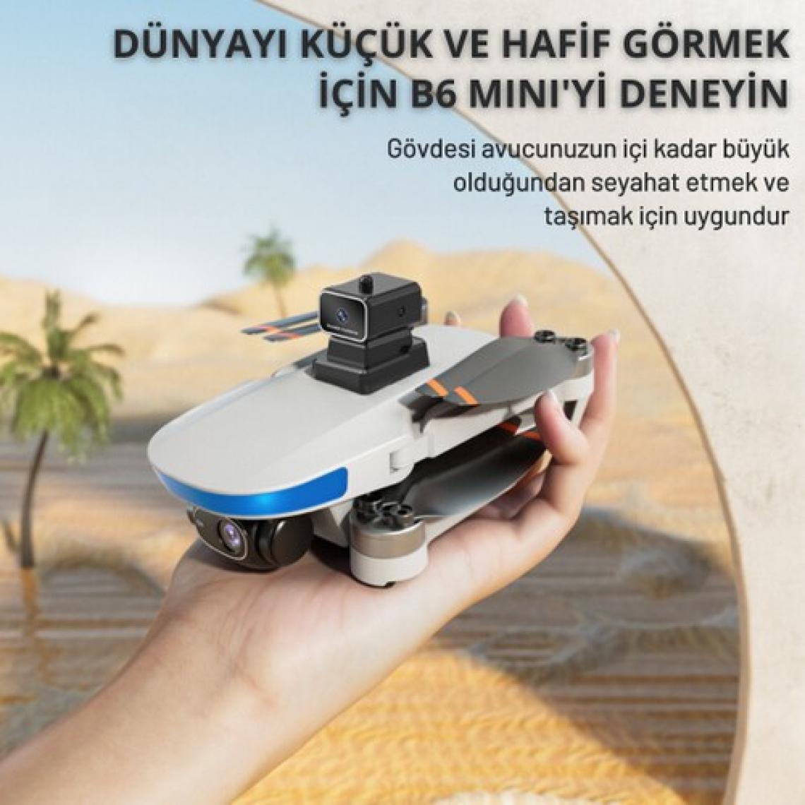 Piha B6 MiniDrone 2Batarya ile 30Dakika Uçuş Beni Takip Et Gps 1080p Hd Çift Kamera Engelden Kaçınma