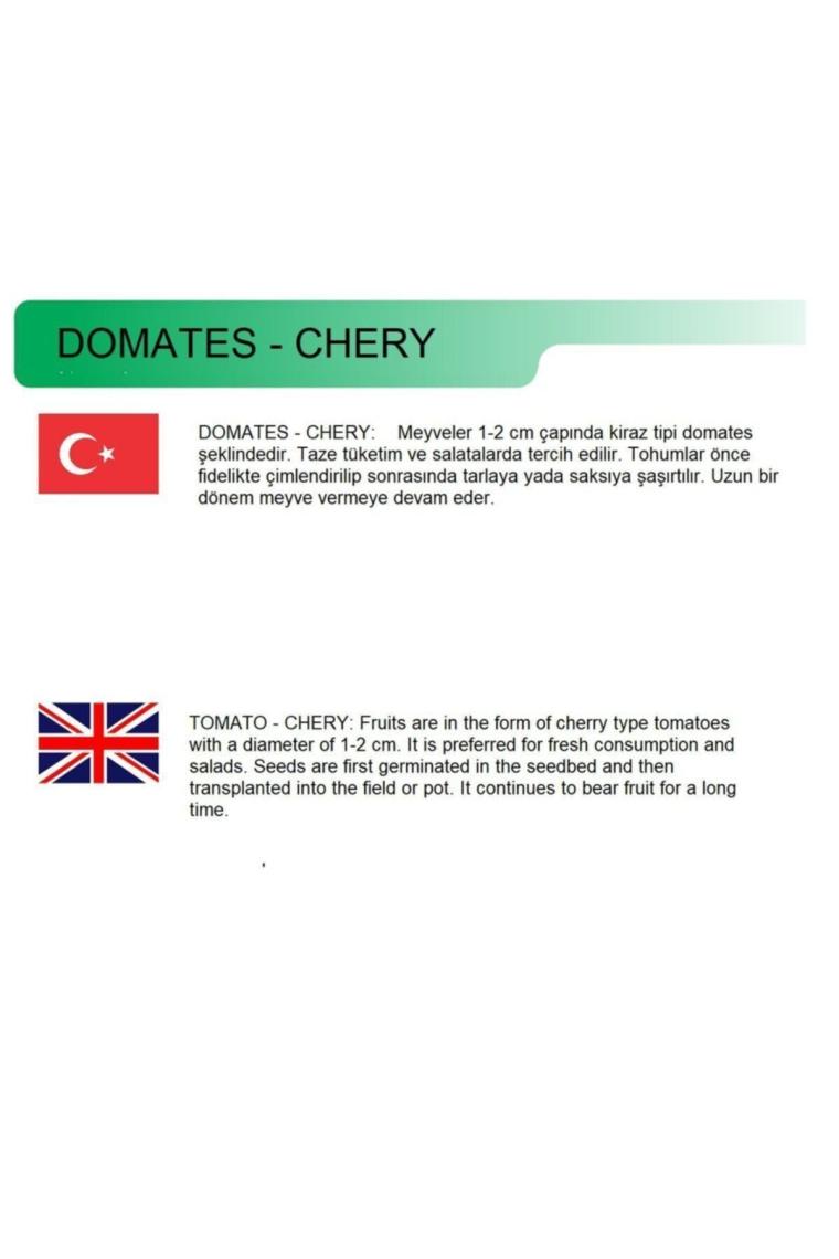 Ata Tohumu Doğal Kahvaltılık Cherry Kokteyl Domates 100 Adet Yerli Tohum