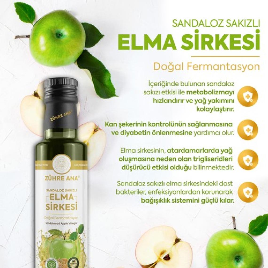 Zühre Ana Sandaloz Sakızlı Elma Sirkesi Doğal Fermantasyon Sandalwood Apple Vinegar 500 ml