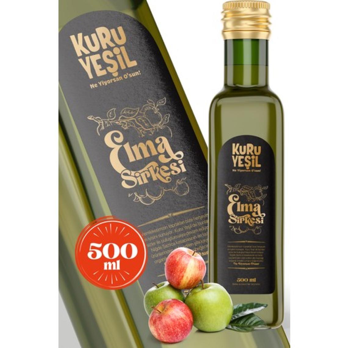 Kuru Yeşil - Elma Sirkesi - Doğal Fermantasyon - Fermente Katkısız -  500 ml