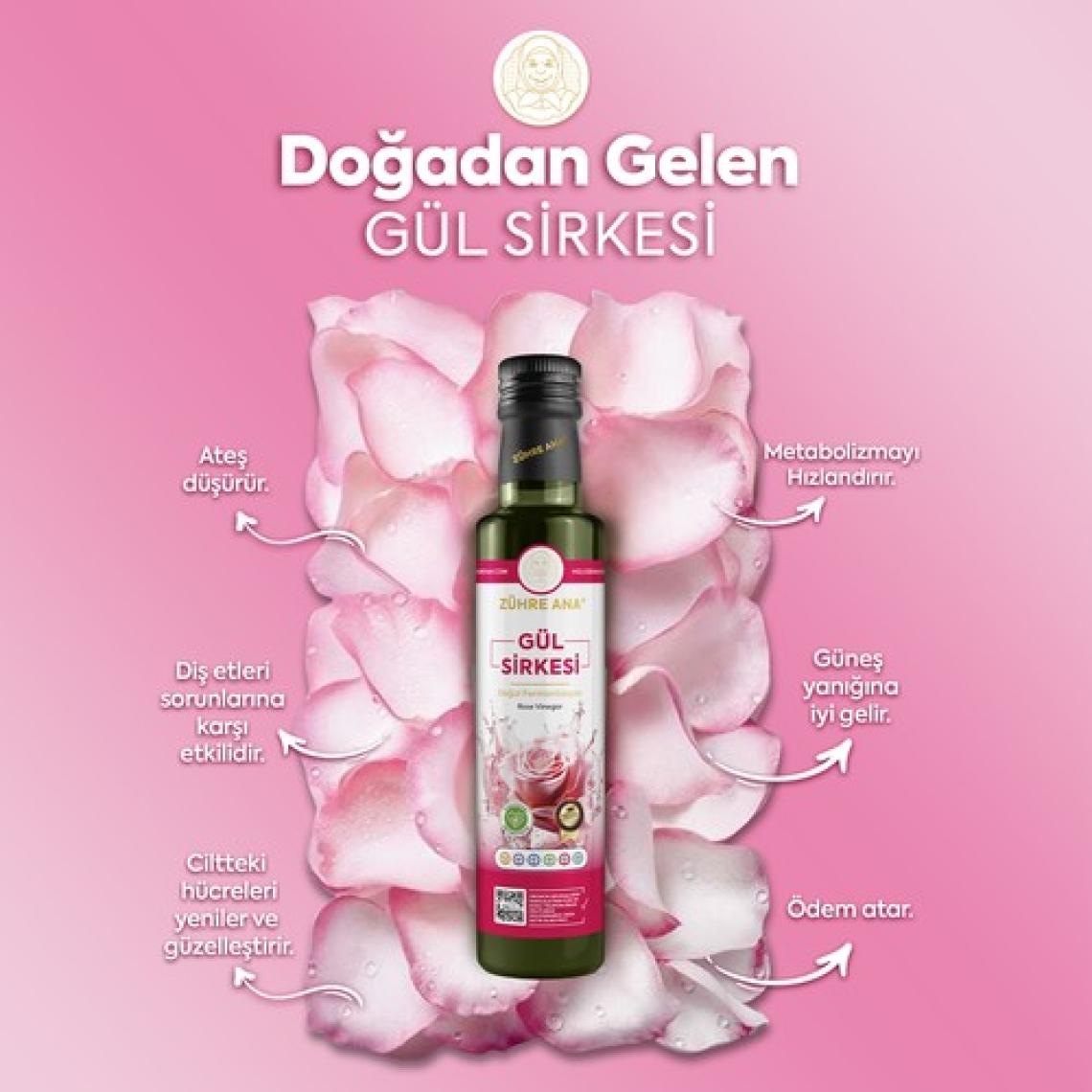 Zühre Ana Gül Sirkesi Doğal Fermantasyon Rose Vinegar 500 ml