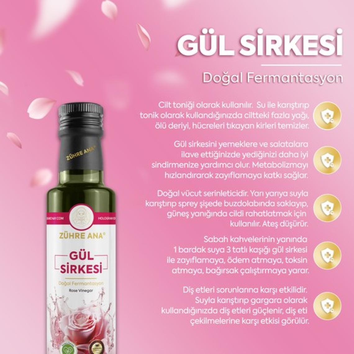 Zühre Ana Gül Sirkesi Doğal Fermantasyon Rose Vinegar 500 ml