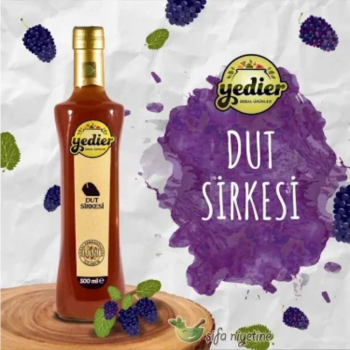Yedier Doğal Fermantasyon Dut Sirkesi 500 ml