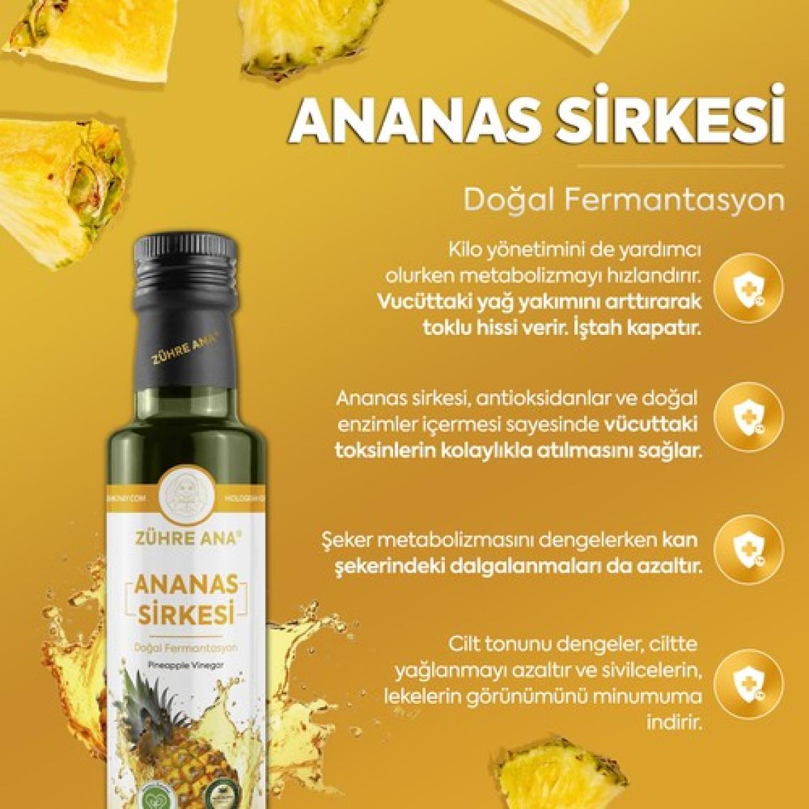 Zühre Ana Ananas Sirkesi Doğal Fermantasyon Pineapple Vinegar 500 ml