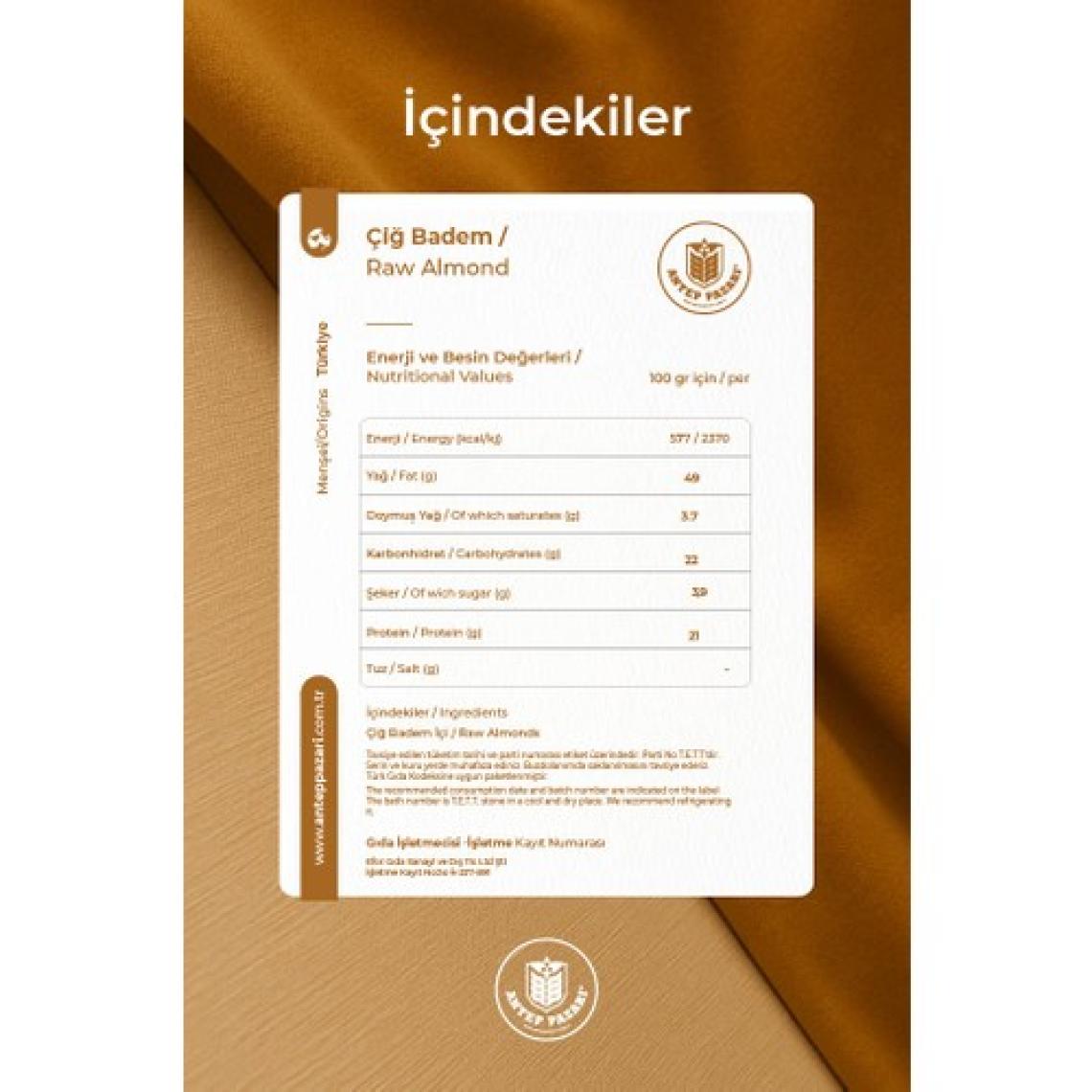 ANTEP PAZARI Soyulmuş Çiğ Badem İçi 100 gr