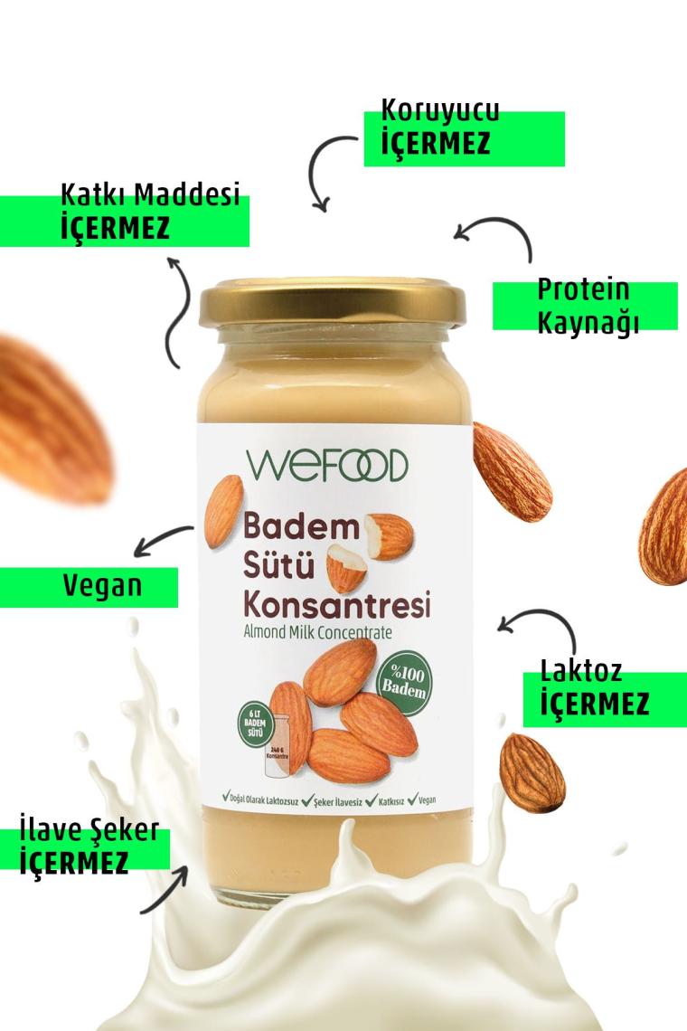 Badem Sütü Konsantresi (Şekersiz, %100 Badem) 240 gr