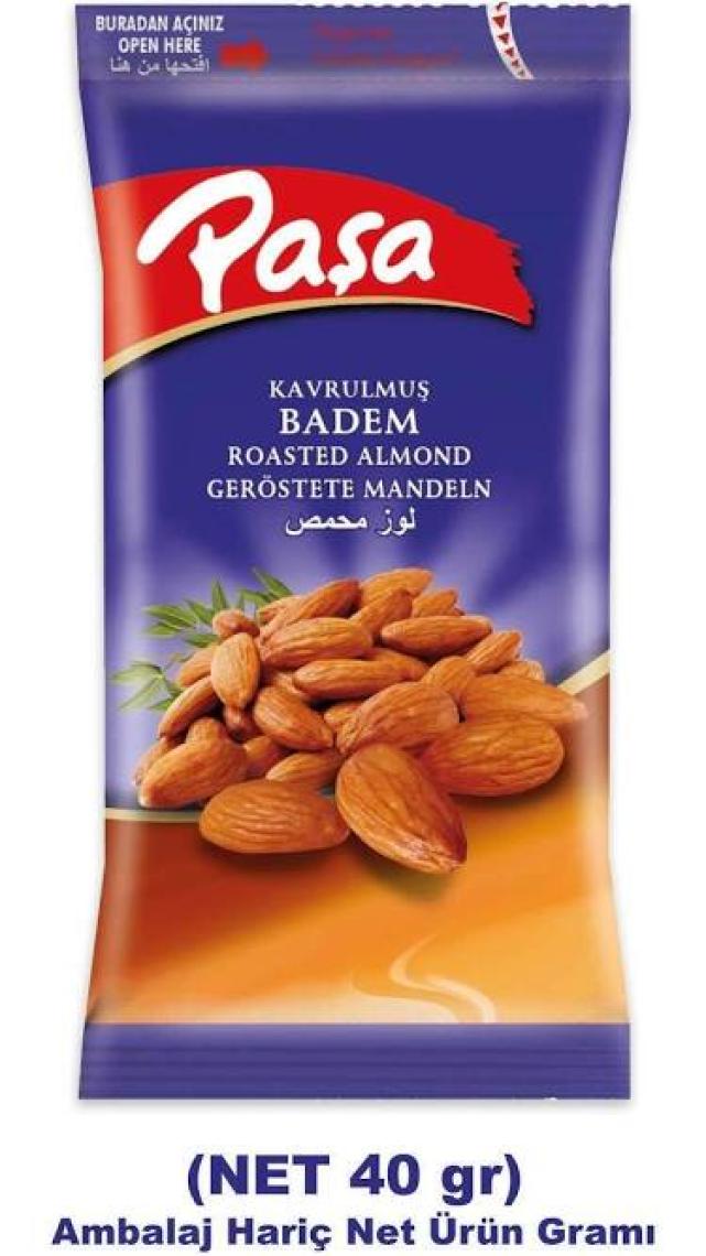 Paşa Kuruyemiş Kavrulmuş Badem İçi 40 gr X 12 Adet (480 gr)