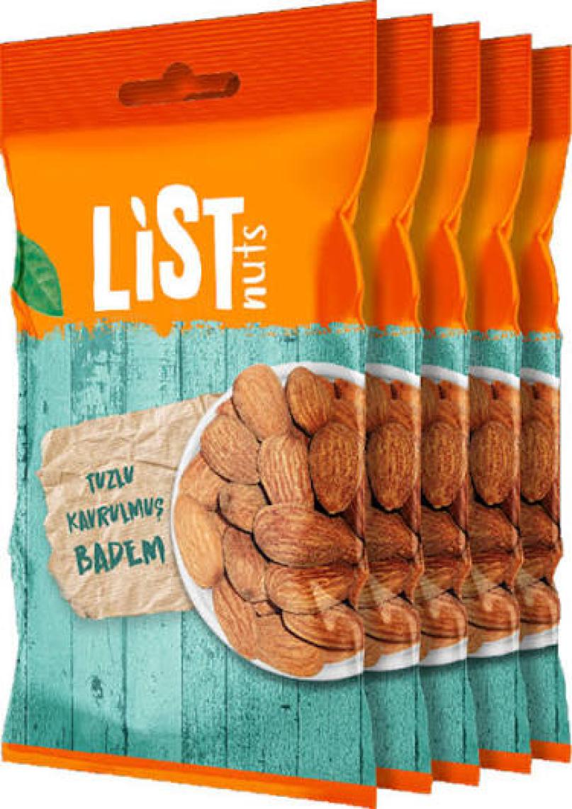 List Nuts Tuzlu Kavrulmuş Badem 5 x 40 gr