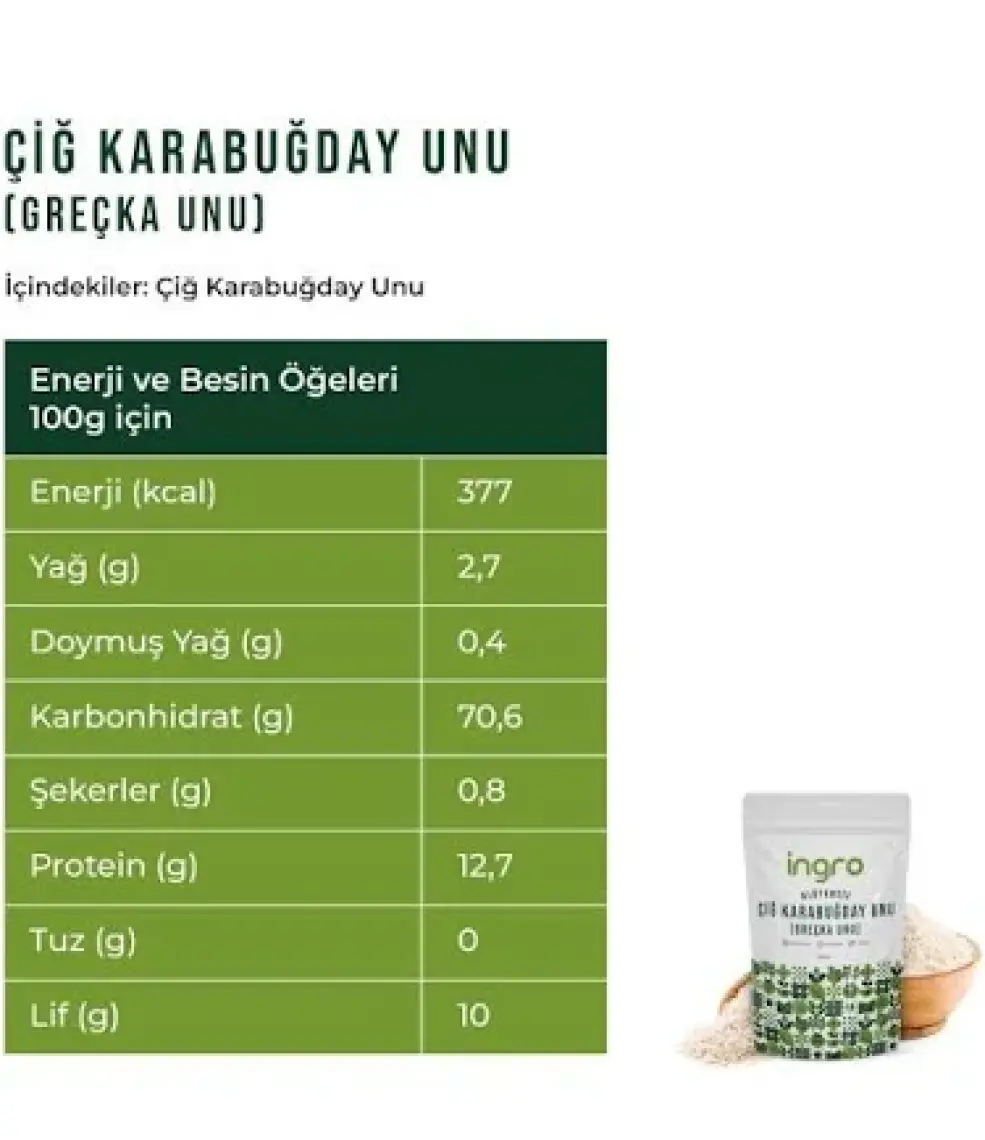Ingro Glutensiz Çiğ Karabuğday (Greçka) 500 G