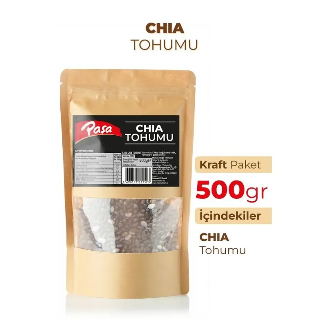 Paşa Chia Tohumu 500 gr – Yüksek Lifli ve Omega-3 Kaynağı