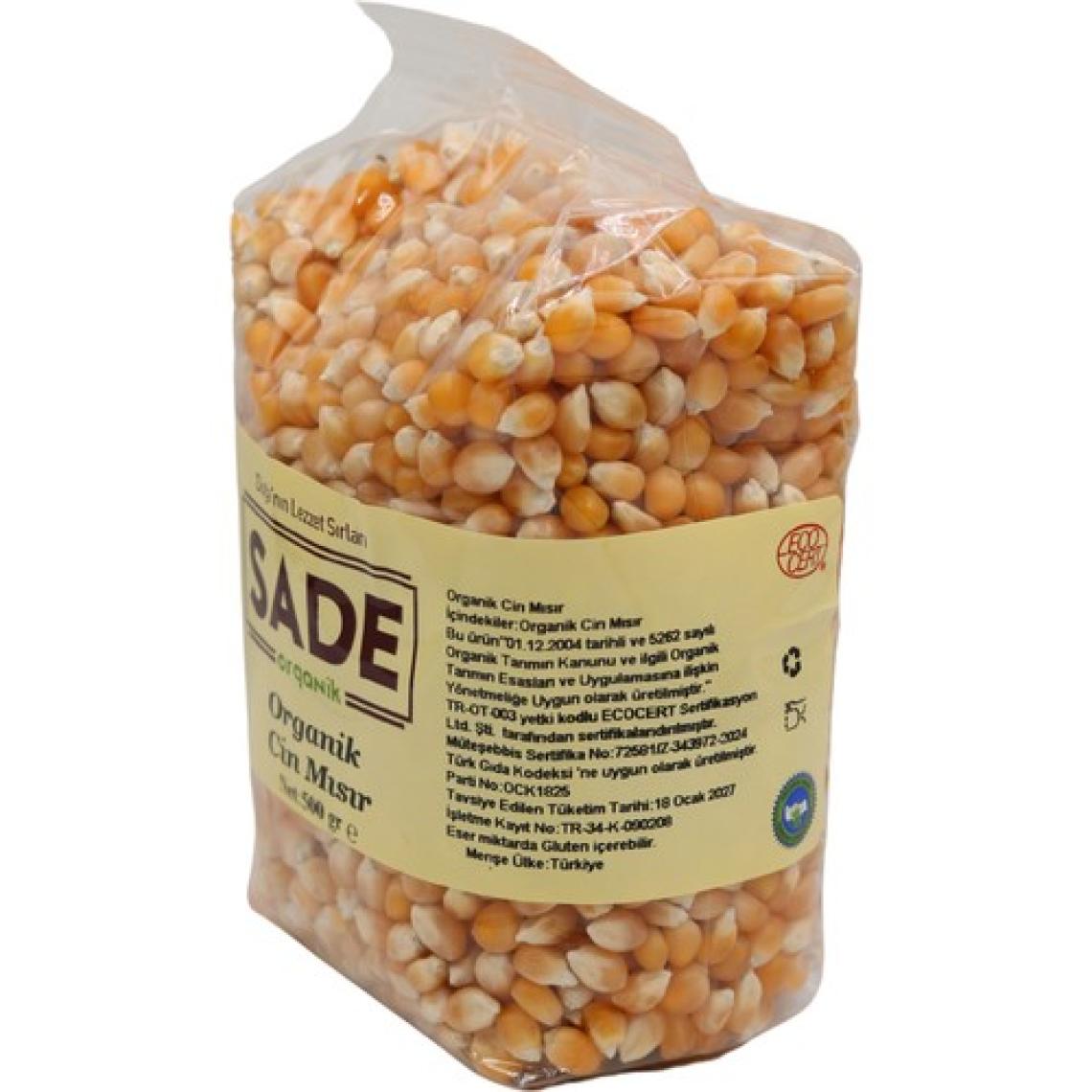 Sade Organik Cin Mısır 2X500 gr