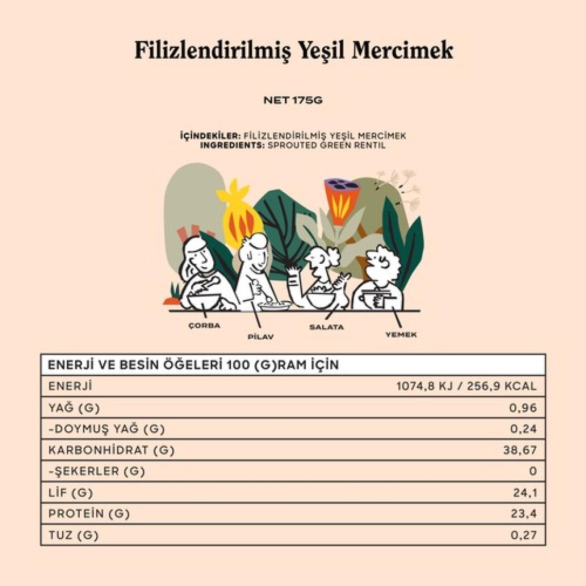 The Good Wild Glütensiz Filizlendirilmiş Yeşil Mercimek 175 G