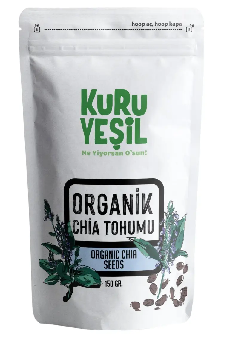 Kuru Yeşil - Chia Tohumu  -  Katkısız - Glutensiz - Chia Seeds - 150 gr