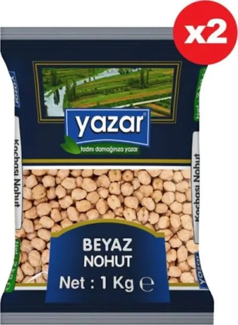 Yazar 12 mm  Beyaz Nohut 1 kg x 2 Paket