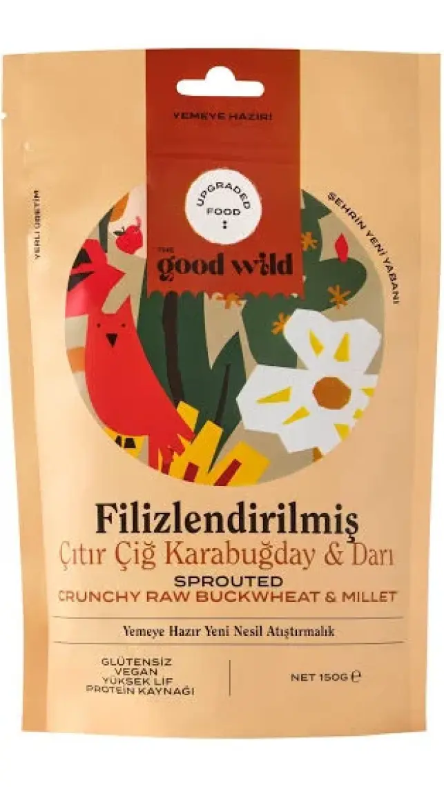 The Good Wild Glütensiz Filizlendirilmiş Çıtır Çiğ Karabuğday & Darı 150 G