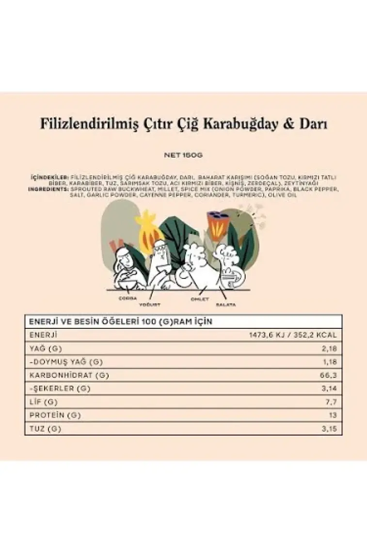 The Good Wild Glütensiz Filizlendirilmiş Çıtır Çiğ Karabuğday & Darı 150 G