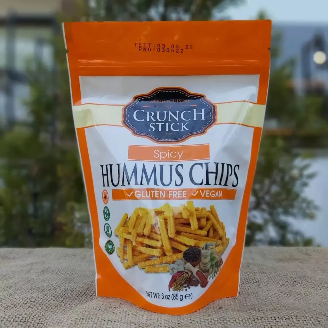 Cipsaş Crunch Stick Baharat Aromalı Vegan Glütensiz Zeytinyağlı Fırınlanmış Nohut Cipsi (Hummus Chips)