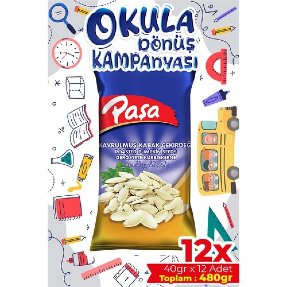 Paşa Kuruyemiş Kavrulmuş Kabak Çekirdeği 40 gr x 12 Adet (480 gr)