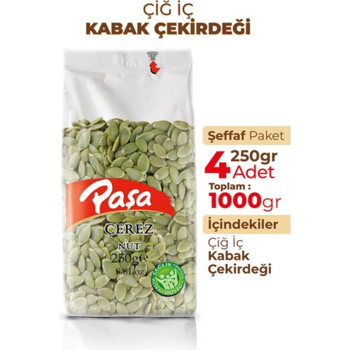 Paşa Kuruyemiş Çiğ İç Kabak Çekirdeği 250 gr x 4 Adet (1 Kg)