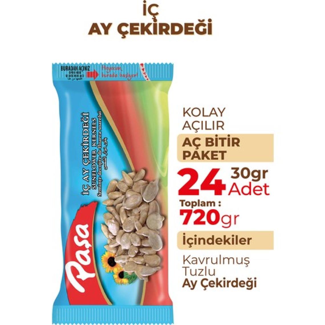 Paşa Kuruyemiş İşlenmiş İç Ay Çekirdeği 30 gr x 24 Adet (720 gr)