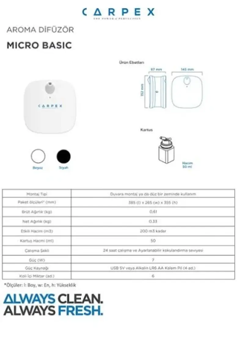 Carpex Micro Koku Makinesi Beyaz + Cute Kartuş