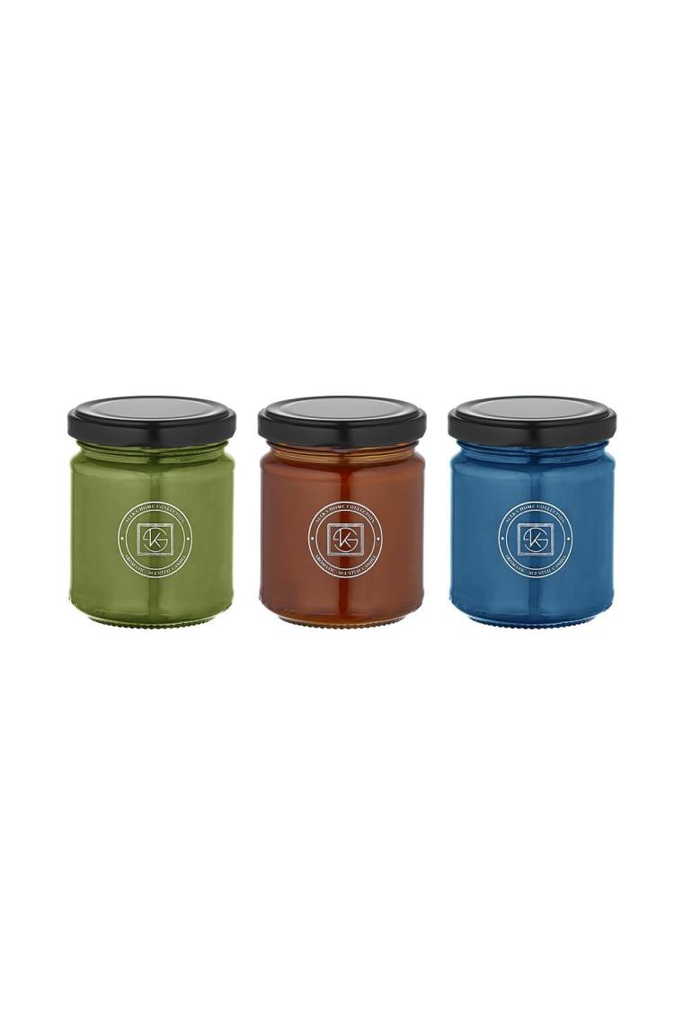 Selka Home Rainbow 3'lü Renkli Cam Tasarım Candle Kokulu Mum