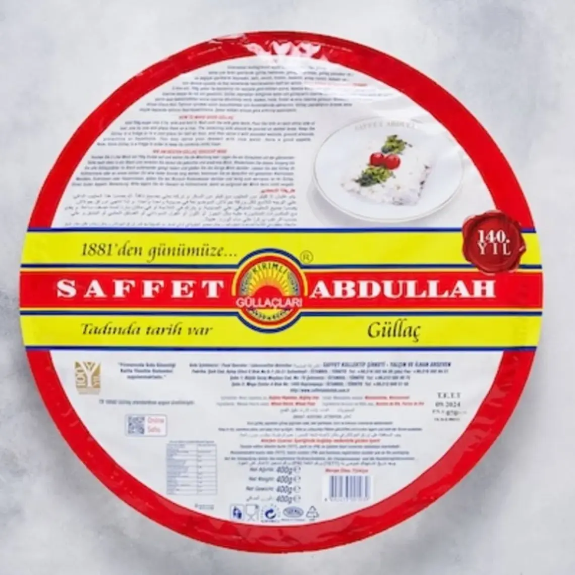 Saffet Abdullah Güllaç Tepsi Ambalaj 400 gr