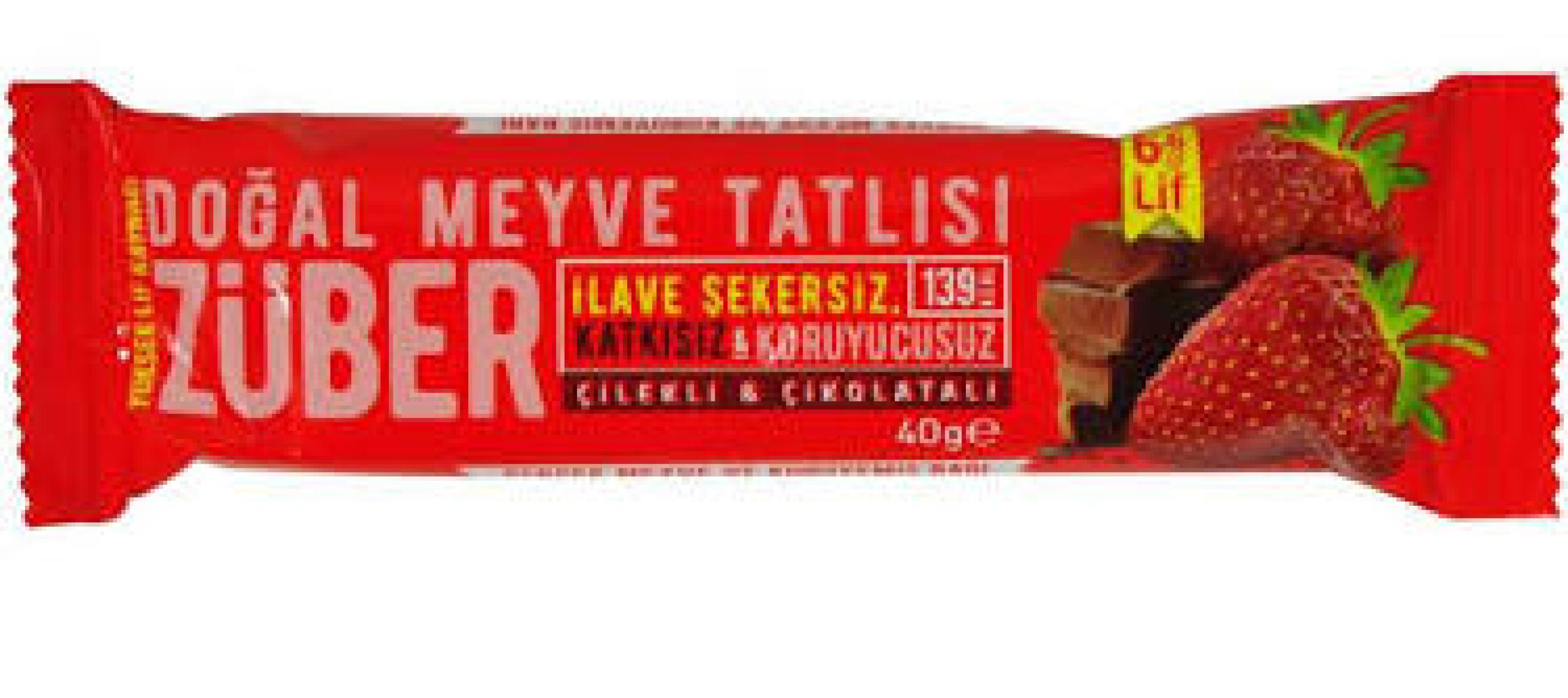 Züber Çilekli Ve Kakaolu Doğal Meyve Tatlısı  40 gr