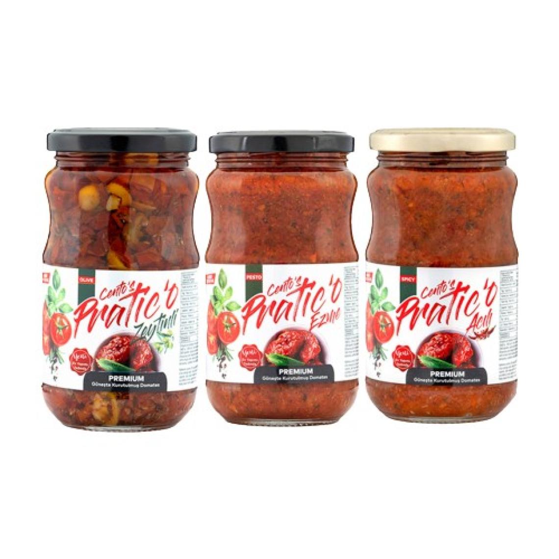 Cento's Pratic'o Güneşte Kurutulmuş Domates 3'lü Set(Ezme-Acılı-;zeytinli)
