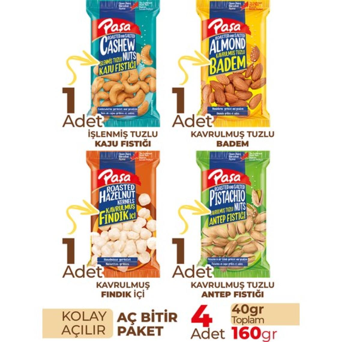 Paşa Kuruyemiş Karışık Kuruyemiş 40 gr x 4 Adet (160 gr)
