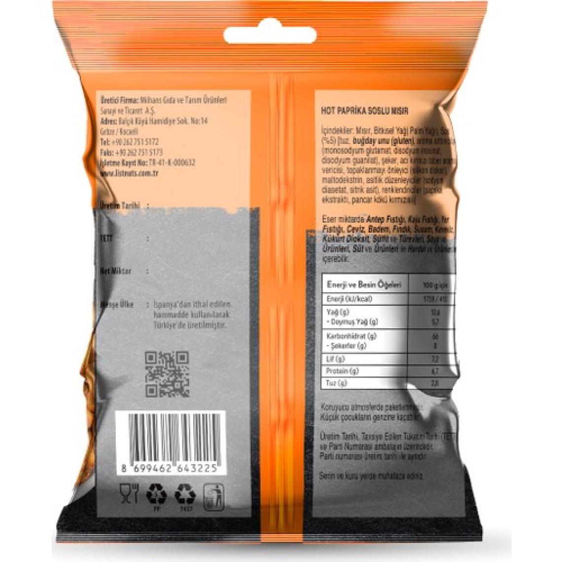 List Flavours Hot Paprika Soslu Mısır 75 g