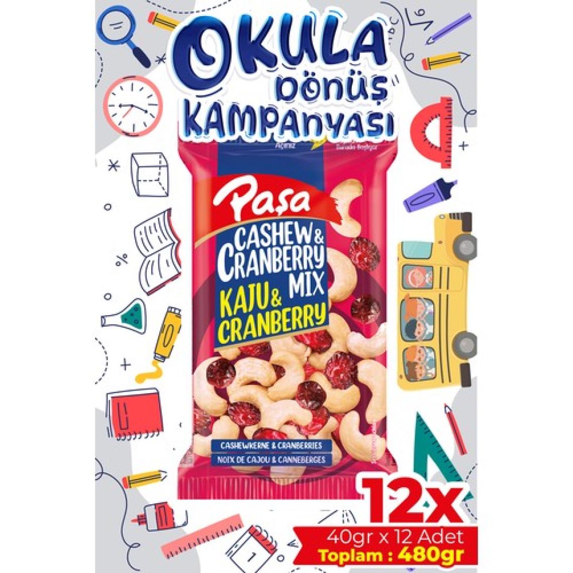 Paşa Kuruyemiş Çiğ Kaju & Turna Yemişi 40 gr x 12 Adet (Toplam 480 Gr)
