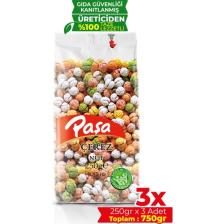 Paşa Renkli Leblebi Şekeri Şeffaf Poşet 250 gr x 3 Adet (Toplam 750 gr)